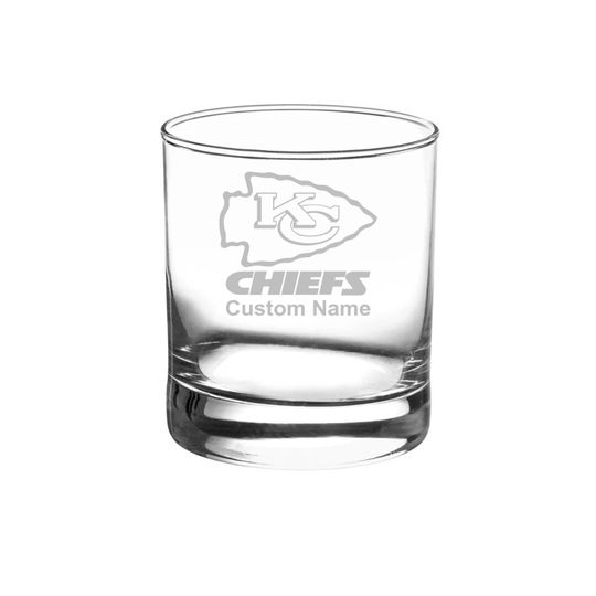 Kansas City Chiefs Custom Rock Glass - Etched Gift for Groomsmen, Weddings, Birthdays