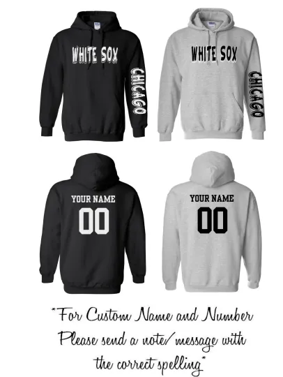 Discover Chicago Text Baseball Pullover Hoodie with Custom Name