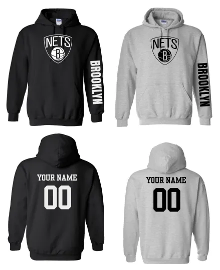 Discover Brooklyn Logo Basketball Pullover Hoodie with Custom Name