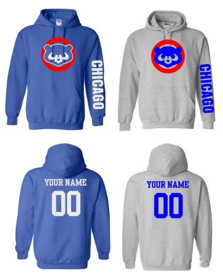 Discover Chicago Logo Baseball Pullover Hoodie with Custom Name