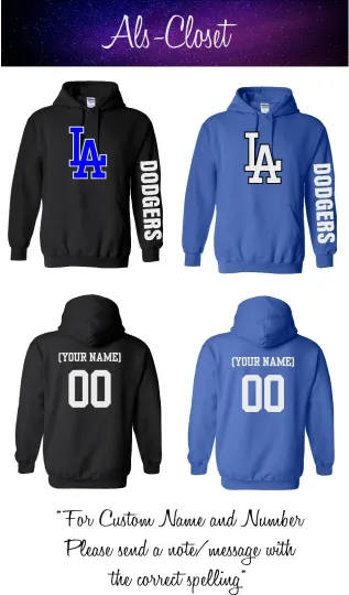 Discover Los Angeles Logo Baseball Pullover Hoodie with Custom Name