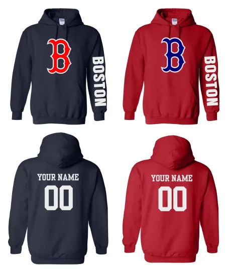 Discover Boston Logo Baseball Pullover Hoodie w/Custom Name