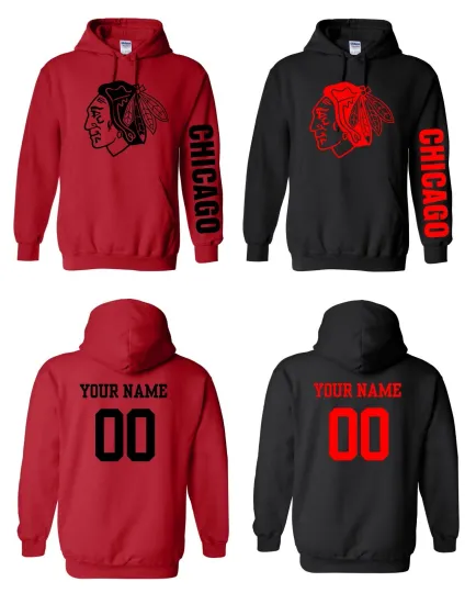 Discover Chicago Logo Hockey Pullover Hoodie w/Custom Name
