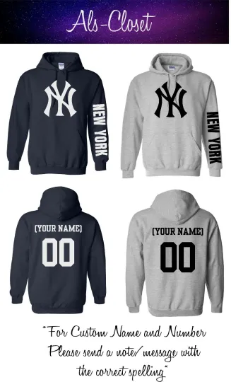 Discover New York Logo Baseball Pullover Hoodie with Custom Name