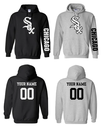 Discover Chicago Logo Baseball Pullover Hoodie with Custom Name