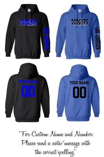 Discover Los Angeles Text Baseball Pullover Hoodie with Custom Name