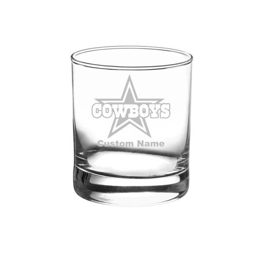 Dallas Cowboys Custom Rock Glass - Etched Gift for Groomsmen, Weddings, Birthdays