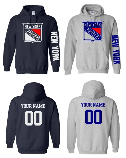 Discover New York Logo Hockey Pullover Hoodie with Custom Name
