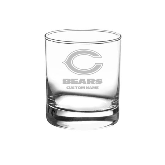 Chicago Bears Custom Rock Glass - Etched Gift for Groomsmen, Weddings, Birthdays