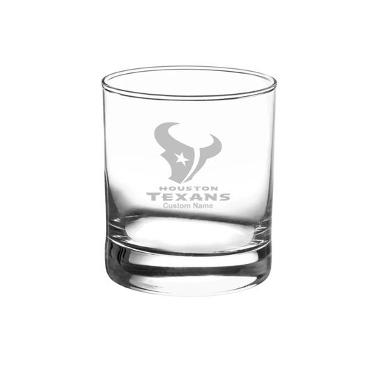 Houston Texans Custom Rock Glass - Etched Gift for Groomsmen, Weddings, Birthdays