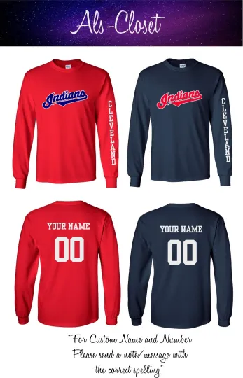 Discover Cleveland Logo Baseball Long Sleeve Shirt with Custom Name