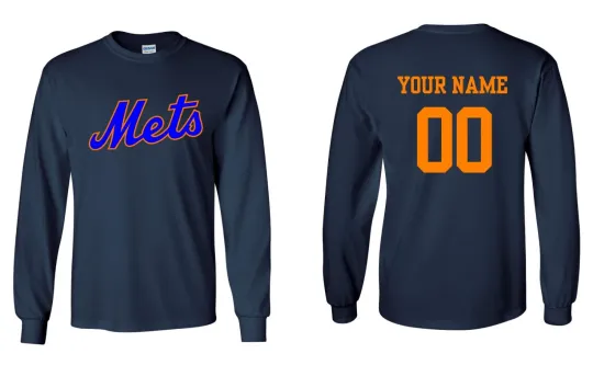 New York Logo Baseball Long Sleeve Shirt with Custom Name