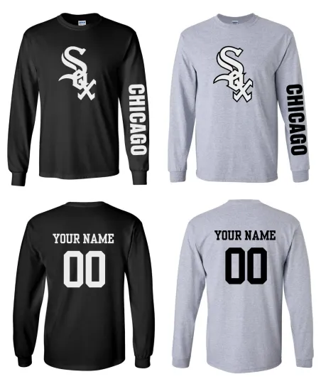 Chicago Logo Baseball Long Sleeve Shirt with Custom Name
