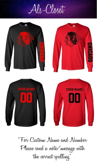 Discover Chicago Logo Hockey Long Sleeve Shirt with Custom Name