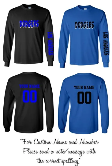 Discover Los Angeles Text Baseball Long Sleeve Shirt w/Custom Name