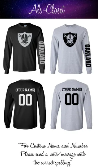Discover Oakland Logo Football Long Sleeve Shirt with Custom Name