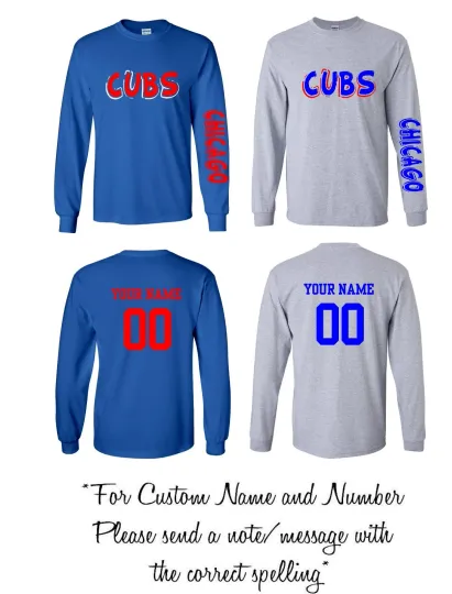 Discover Chicago Text Baseball Long Sleeve Shirt with Custom Name