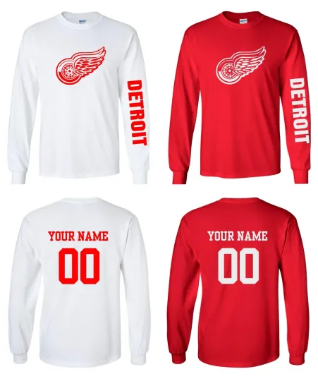 Discover Detroit Logo Hockey Long Sleeve Shirt w/Custom Name
