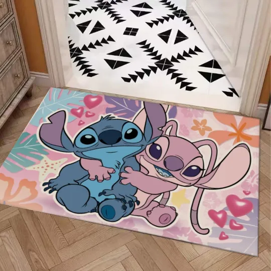 Discover Angel Hugging Stitch Print Door Mat for Kitchen and Bathroom