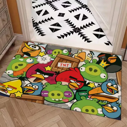 Discover Angry Birds Bad Piggies Print Door Mat Kitchen / Bathroom With Non-slip Backing