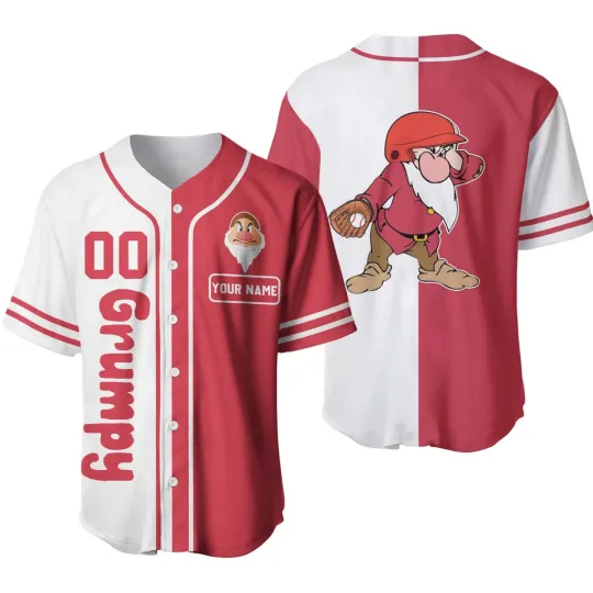 Discover Personalized Disney Grumpy Dwarf Snow White Baseball Jersey