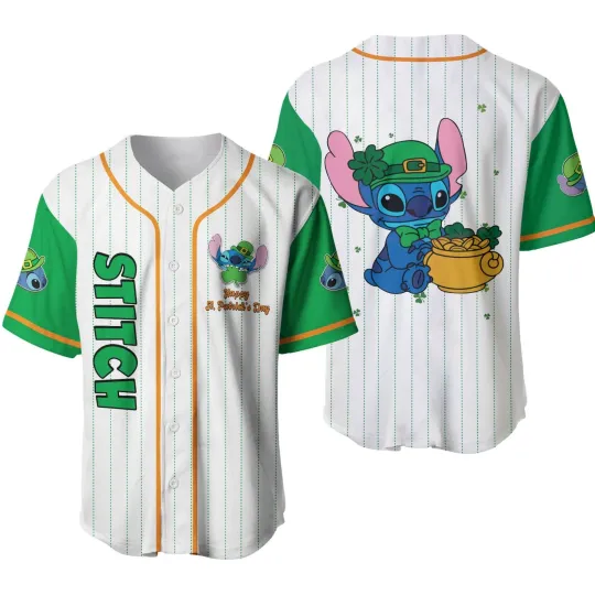 Discover Lilo & Stitch St. Patrick's Day Baseball Jersey, Gift for Fan