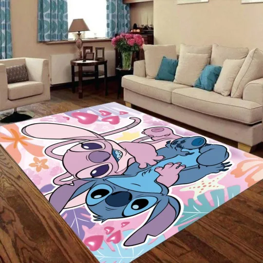 Angel Hugging Stitch Print Foldable Rectangular Floor Rug