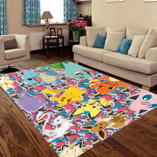Discover Pika Poket Mons Print Foldable Rectangular Floor Mat Rug