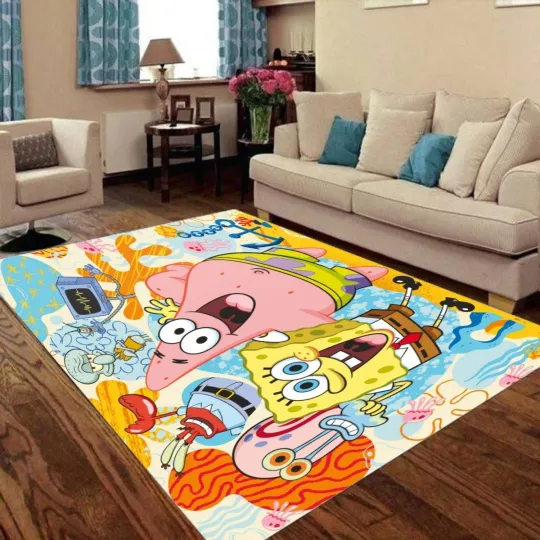Discover SpongeBob and Friends Foldable Rectangular Floor Mat Rug Anti-Skid Carpet