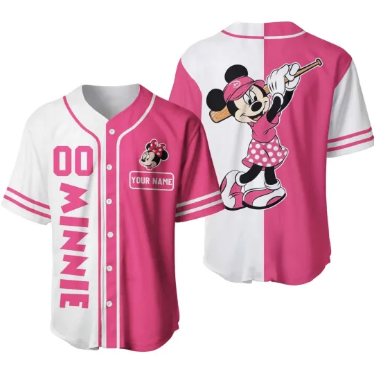 Discover Personalized Disney Minnie Mouse Baseball Jersey, Gift for Fan