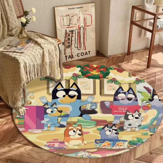 Discover BlueyDad Christmas Print Foldable Round Floor Mat Rug  Home & Living Shaped Rug