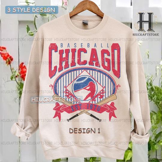 Discover Vintage Chicago Baseball Sweatshirt | Chicago baseball T-shirt | Baseball Fan shirt | Chicago baseball Tee | Custom baseball shirt