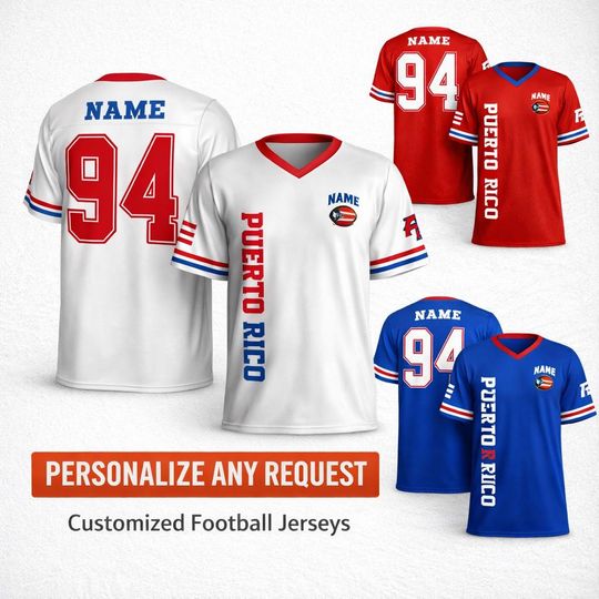 Discover Custom Puerto Football Jersey, Personalized Pride '94 Soccer Shirt, Heritage Sports Tee Boricua , Custom Name Number Fan Gift