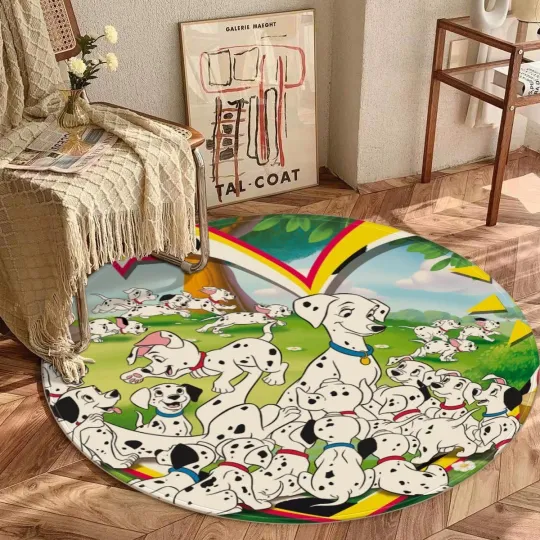 Discover Disney 101 Dalmatians Print Foldable Round Floor Mat Rug