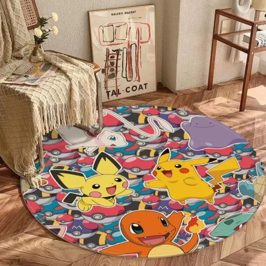 Discover Pika Pocket Mons Print Foldable Round Floor Rug