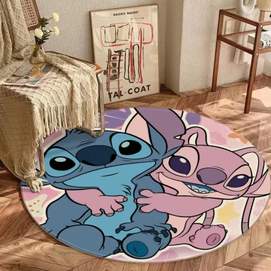 Discover Angel Hugging Stitch Print Foldable Round Floor Mat Rug