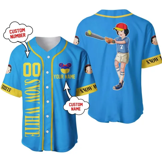 Discover Personalized Snow White Disney Princess Baseball Jersey, Gift for Fan