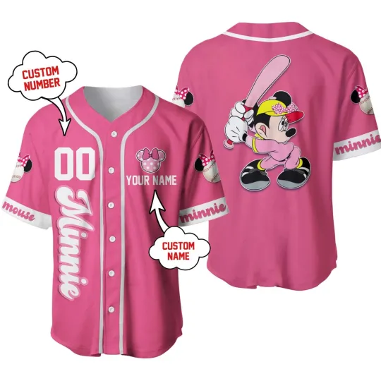 Discover Personalized Disney Minnie Mouse Baseball Jersey, Gift for Fan