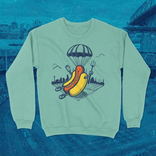 Discover Hot Dogs from Heaven Crewneck Seattle baseball tee Mariners hot dog shirt - Support Seattle Businesses