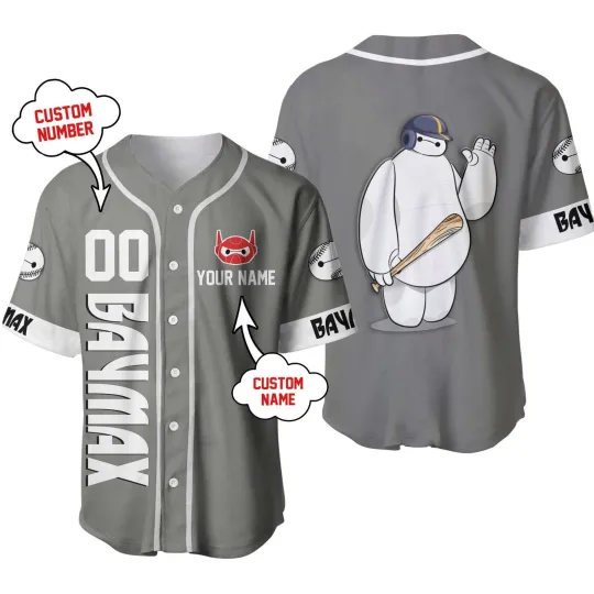 Discover Personalized Disney Baymax Big Hero Baseball Jersey, Gift for Fan