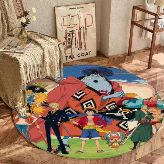 Discover Best! Anime One Piece Print Foldable Round Floor Mat Rug Non-slip backing Carpet