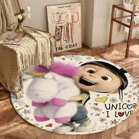 Discover Unicorns Vanellope Print Foldable Round Floor Mat Rug Non-slip backing Carpet
