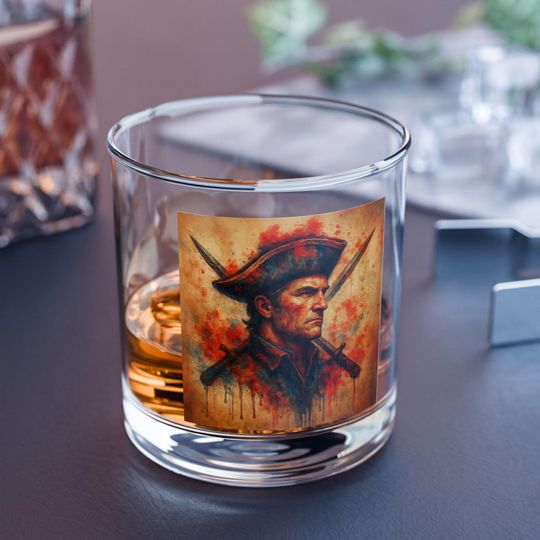 Discover Patriot Pop Surrealism Wall Art | New England-Inspired Warrior | Urban Expressionism Gift | Bold Red, White & Blue 10oz Whiskey