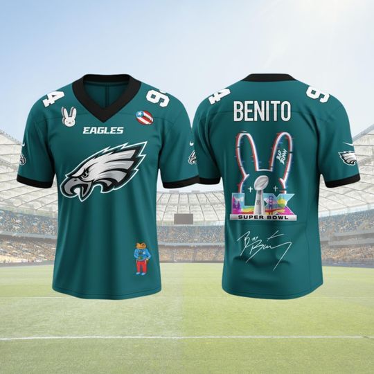 Discover Benito Bowl Bad Bunny Philadelphia Football Jersey, Bowl Bunny Jersey, Philadelphia Football Jersey, Benito Bowl Game Day, Eagles Football