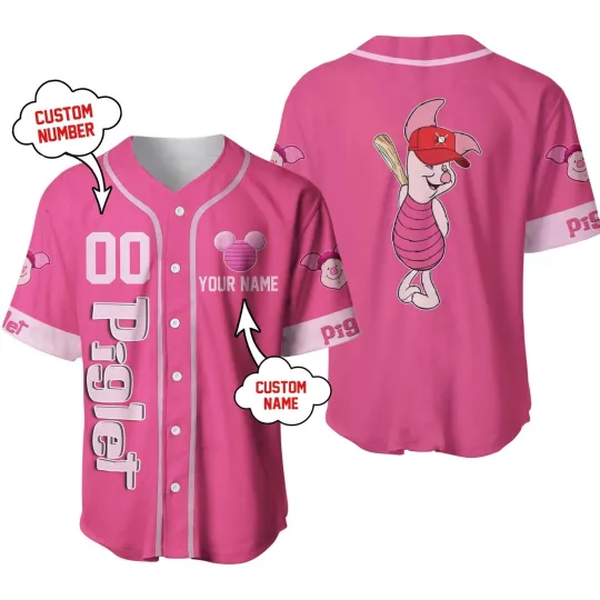 Discover Personalized Disney Piglet Baseball Jersey Unisex Adults S-5XL Lovers Gift