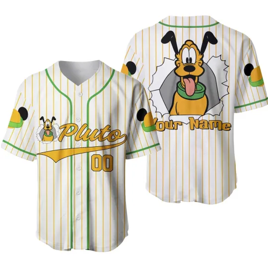 Discover Personalized Disney Dog Pluto Baseball Jersey Unisex Adults S-5XL Lovers Gift