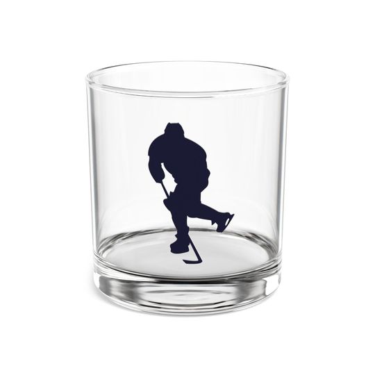 Discover Hockey Player Rocks Glass, Hockey Gift for Him, Athlete Whiskey Glass, Ice Hockey Barware, Sports Fan Lowball Glass