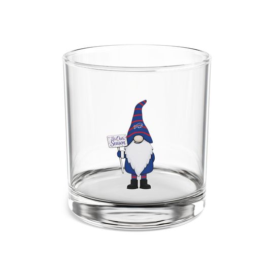 Buffalo Bills Gnome Rocks Glass, Tis Our Season Football Whiskey Glass, Bills Mafia Gift, Holiday Barware, Bills Fan Christmas Gift
