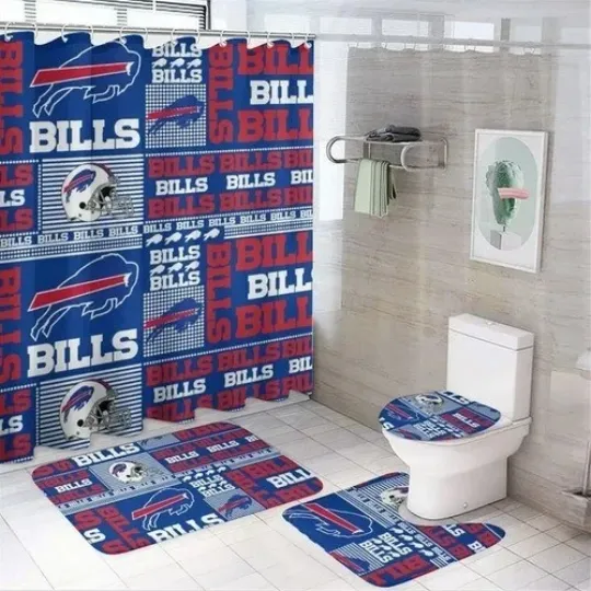 Discover 4 Pcs Bills Football Shower Curtain Set bathroom set