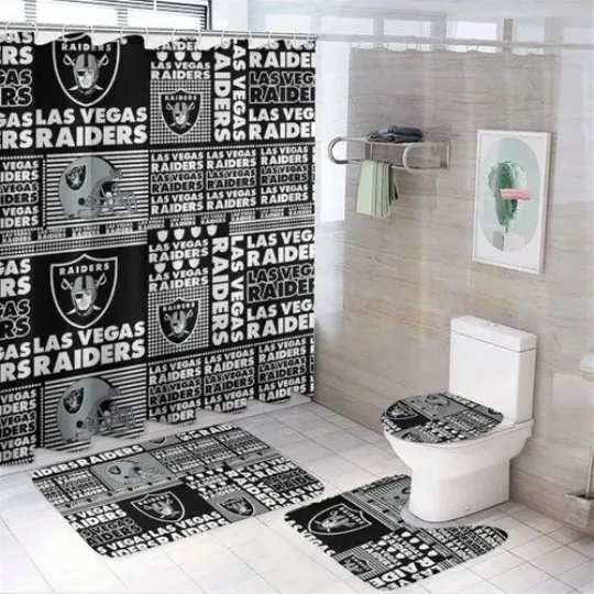 Discover 4 Pcs Raiders Football Shower Curtain Set bathroom set